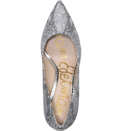 Shop Sam Edelman Hazel Pointy Toe Pump In Silver/ Silver Leather