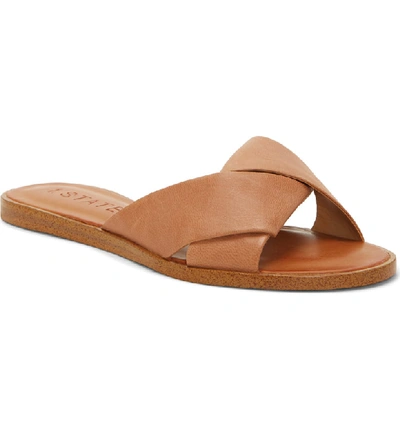 Shop 1.state Travor Slide Sandal In Caramel Leather