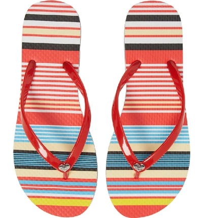 Shop Alice And Olivia Eva Flip-flop In Multi Stripe Poppy