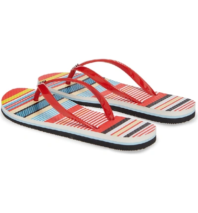 Shop Alice And Olivia Eva Flip-flop In Multi Stripe Poppy