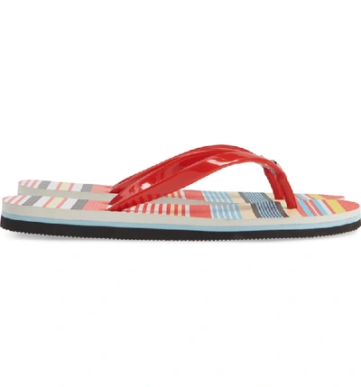 Shop Alice And Olivia Eva Flip-flop In Multi Stripe Poppy