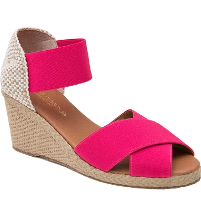 Shop Andre Assous Erika Espadrille Wedge In Neon Pink Fabric