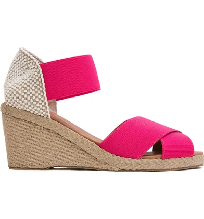 Shop Andre Assous Erika Espadrille Wedge In Neon Pink Fabric