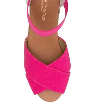 Shop Andre Assous Erika Espadrille Wedge In Neon Pink Fabric