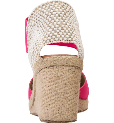 Shop Andre Assous Erika Espadrille Wedge In Neon Pink Fabric