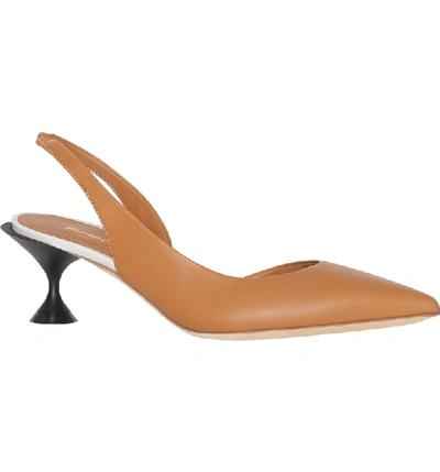 Shop Burberry Leticia Check Slingback Pump In Camel