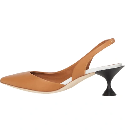 Shop Burberry Leticia Check Slingback Pump In Camel