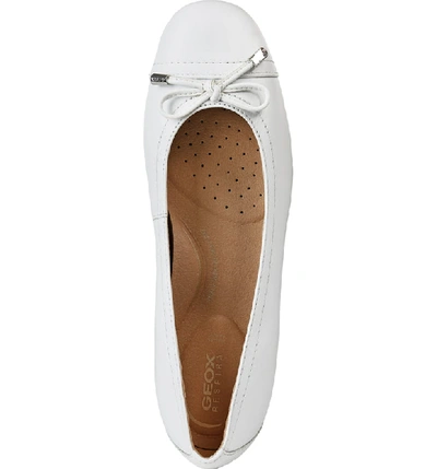 Shop Geox Annytah Cap Toe Flat In White Leather