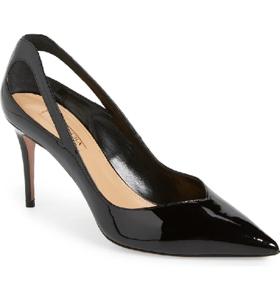 Shop Aquazzura Siva Cutout Pointy Toe Pump In Black Patent