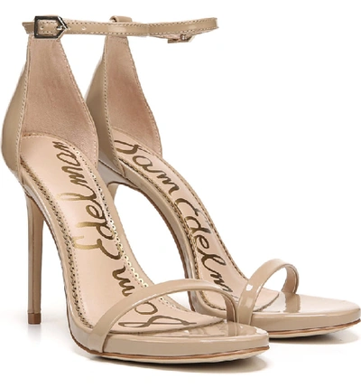 Shop Sam Edelman Ariella Ankle Strap Sandal In Nude Patent Leather