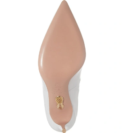 Shop Aquazzura Siva Cutout Pointy Toe Pump In White Leather