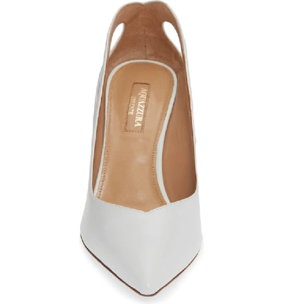 Shop Aquazzura Siva Cutout Pointy Toe Pump In White Leather