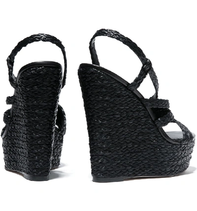 Alice And Olivia Tenley Raffia Leather Slingback Platform Wedge