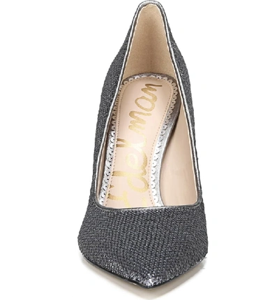 Shop Sam Edelman Hazel Pointy Toe Pump In Pewter Sequin Fabric