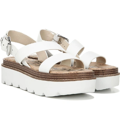 Shop Sam Edelman Rasheed Slingback Platform Sandal In Bright White Leather