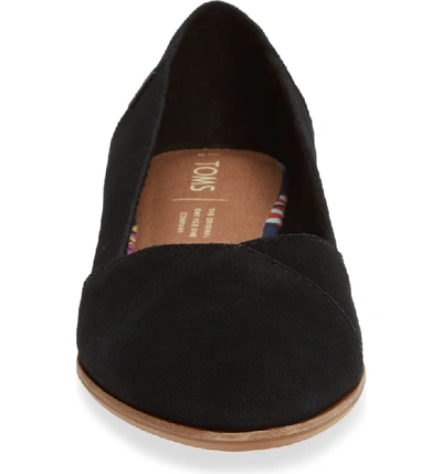 Shop Toms Julie Almond Toe Flat In Black Suede