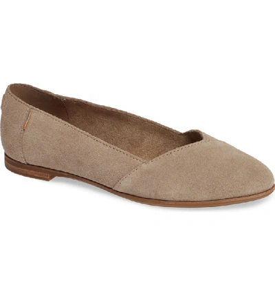 Shop Toms Julie Almond Toe Flat In Desert Taupe Suede