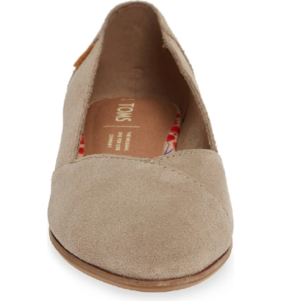 Shop Toms Julie Almond Toe Flat In Desert Taupe Suede