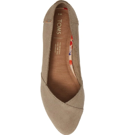 Shop Toms Julie Almond Toe Flat In Desert Taupe Suede