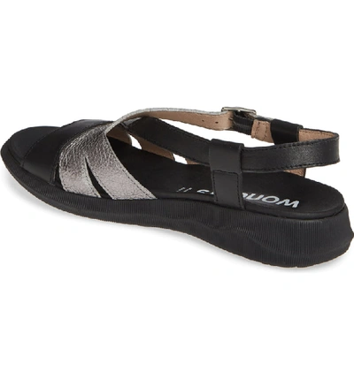 Shop Wonders C-5603 Sandal In Negro/ Wash Plomo Leather