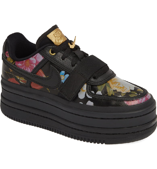 nike platform sneakers black and gold