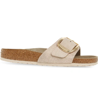 Shop Birkenstock Madrid Big Buckle Slide Sandal In Washed Metallic Rose Leather