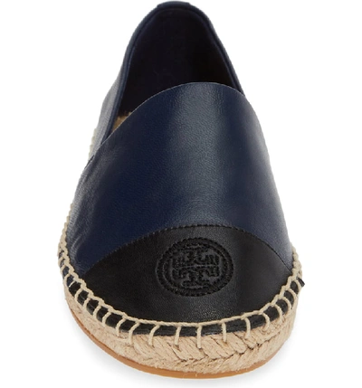 Shop Tory Burch Colorblock Espadrille Flat In Royal Navy/perfect Black
