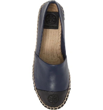 Shop Tory Burch Colorblock Espadrille Flat In Royal Navy/perfect Black