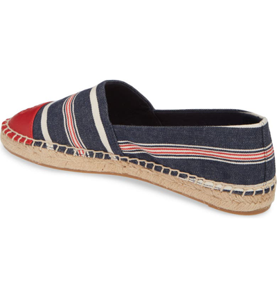Shop Tory Burch Colorblock Espadrille Flat In Navy Multi/ Ruby Red