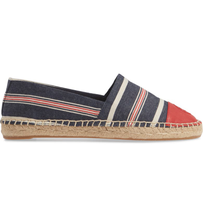 Shop Tory Burch Colorblock Espadrille Flat In Navy Multi/ Ruby Red
