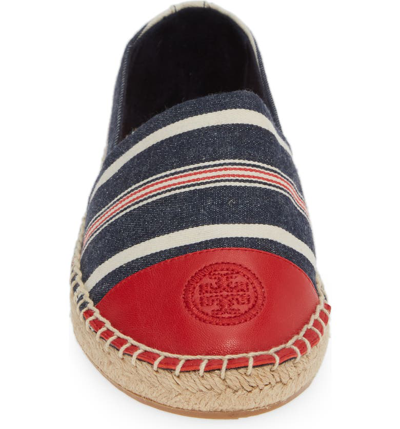 Shop Tory Burch Colorblock Espadrille Flat In Navy Multi/ Ruby Red