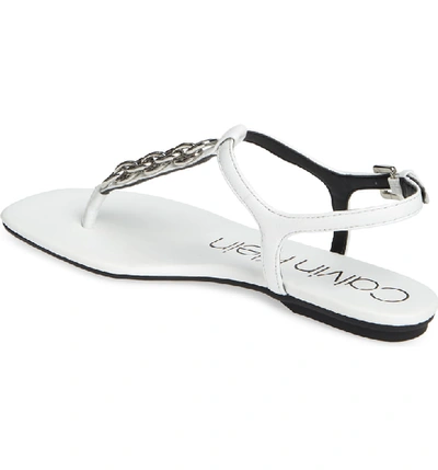 Shop Calvin Klein Silva Thong Sandal In White Leather