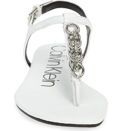 Shop Calvin Klein Silva Thong Sandal In White Leather
