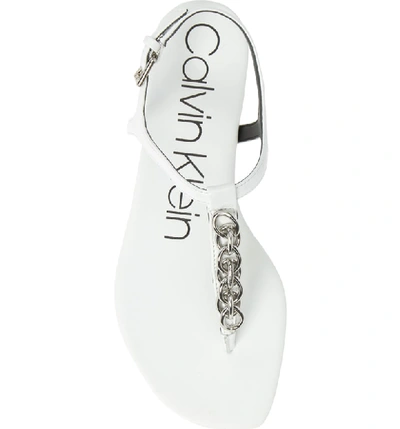 Shop Calvin Klein Silva Thong Sandal In White Leather