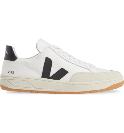 Shop Veja V-12 Sneaker In White Black