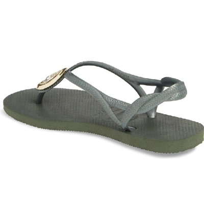 Shop Havaianas Luna Sandal In Green Olive