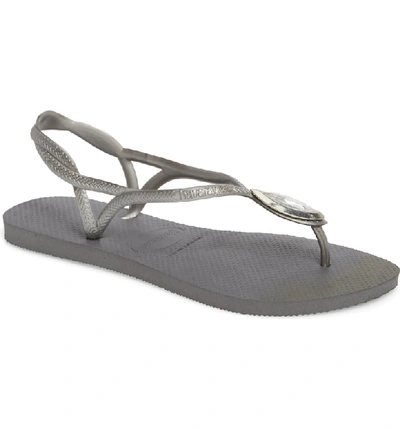 Shop Havaianas Luna Sandal In Steel Grey