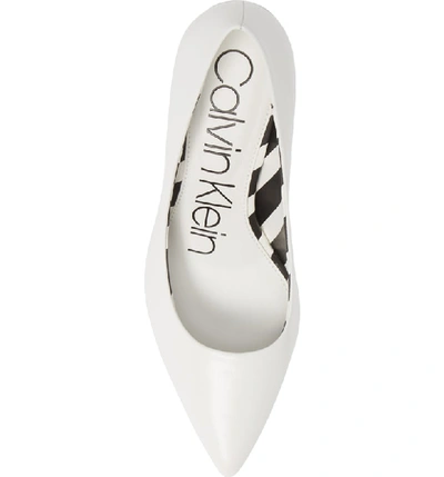 Shop Calvin Klein 'gayle' Pointy Toe Pump In White Leather