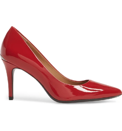 Shop Calvin Klein 'gayle' Pointy Toe Pump In Crimson Red Patent Leather