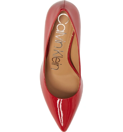 Shop Calvin Klein 'gayle' Pointy Toe Pump In Crimson Red Patent Leather