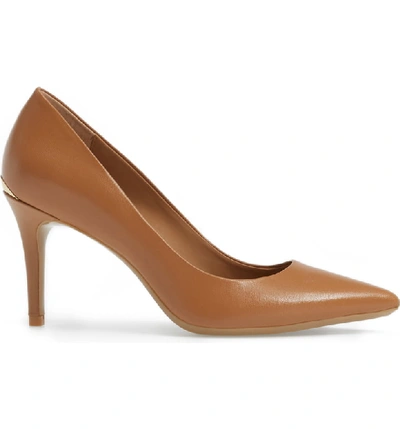 Shop Calvin Klein Gayle Pointed Toe Pump In Caramel Leather