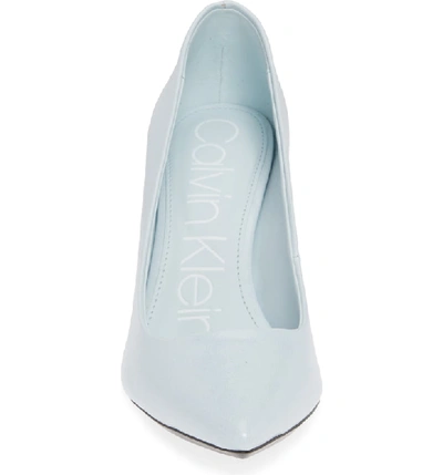 Shop Calvin Klein 'gayle' Pointy Toe Pump In Pastel Blue Leather