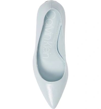 Shop Calvin Klein 'gayle' Pointy Toe Pump In Pastel Blue Leather