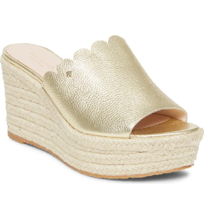 Shop Kate Spade Tabby Espadrille Wedge Mule In Pale Gold