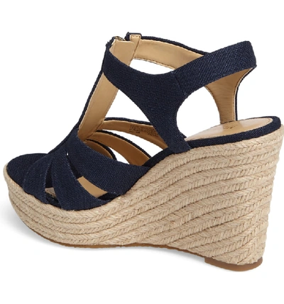 Shop Michael Michael Kors Berkley Platform Wedge In Navy Canvas