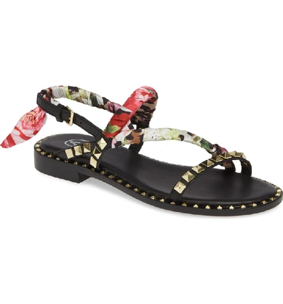 Shop Ash Pattaya Sandal In Black Floral/ Cheetah Print