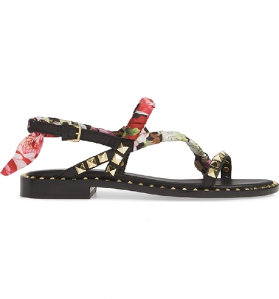 Shop Ash Pattaya Sandal In Black Floral/ Cheetah Print