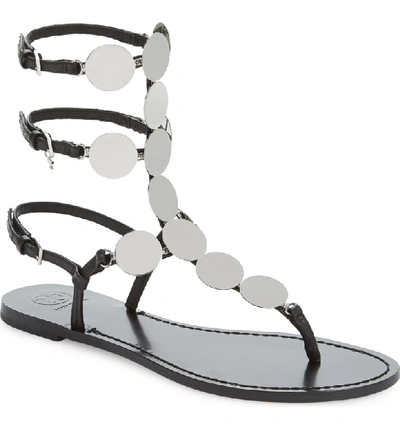 Tory Burch Patos Disk Gladiator Sandal In Perfect Black/ Silver | ModeSens