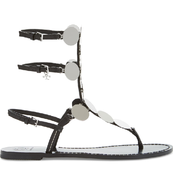 patos metallic disk gladiator sandal