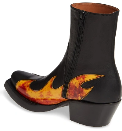 Shop Vetements Flame Cowboy Boot In Black